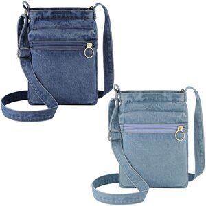 6639 2 Pcs Small Denim Purses Crossbody Bags Jean Shoulder Handbag